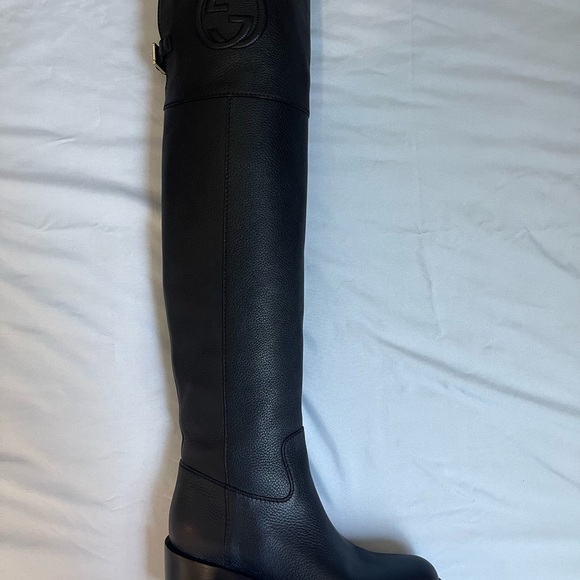 GUCCI Over The Knee Black Leather Boots w/Box EUR 37 | US 6 | UK 4 | hardly worn - Picture 6 of 16